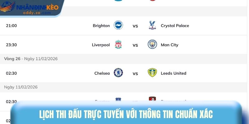 Lịch Thi Đấu Trực Tiếp Các Trận Đấu Bóng Đá Hot Nhất 1 Lịch thi đấu trực tuyến với thông tin chuẩn xác